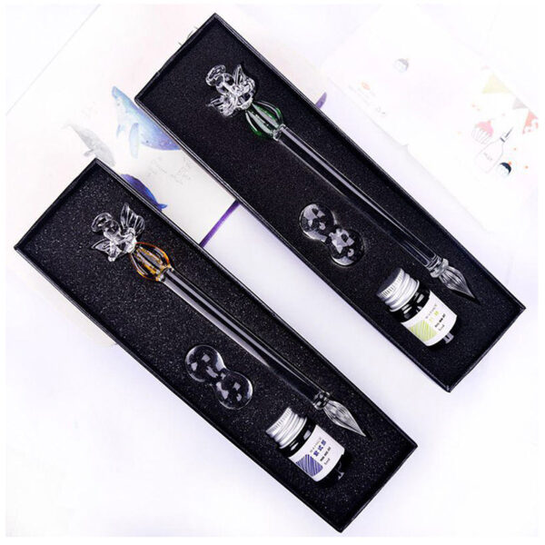 Transparent Girl Glass Pen Dipped In Pen Pen Stationery Crystal Pen - Image 2