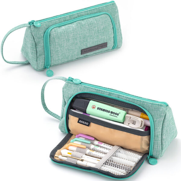 Large Capacity Canvas Minimalism Cute Stationery Case - Image 3