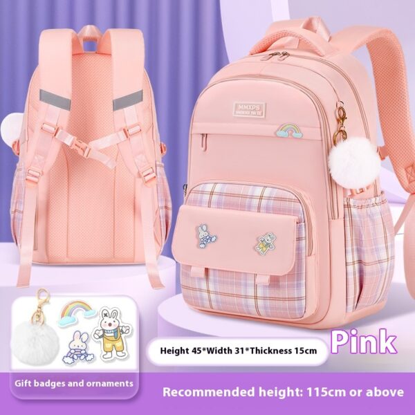 Primary School Student Schoolbag Girls' Plaid Backpack - Image 7