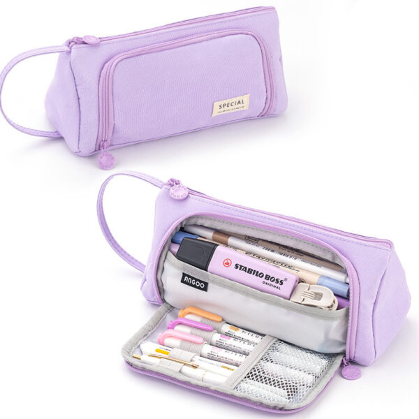 Large Capacity Canvas Minimalism Cute Stationery Case - Image 9