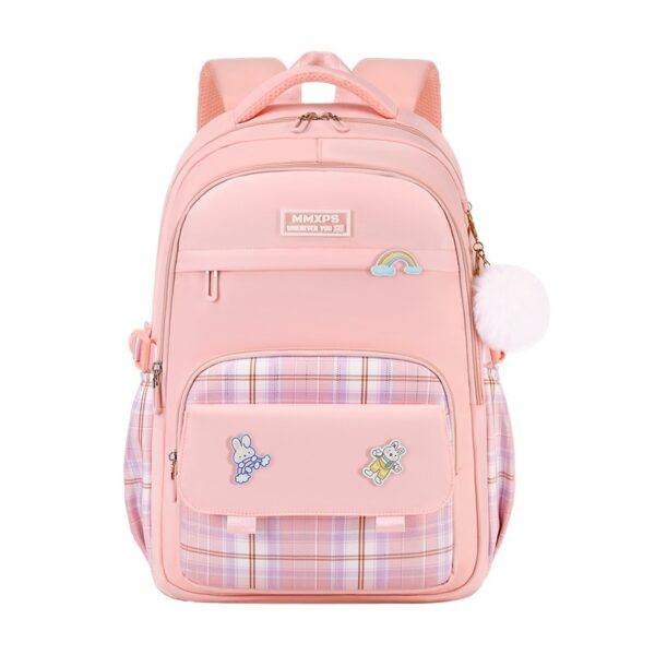 Primary School Student Schoolbag Girls' Plaid Backpack - Image 4
